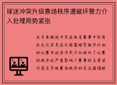 球迷冲突升级赛场秩序遭破坏警力介入处理局势紧张